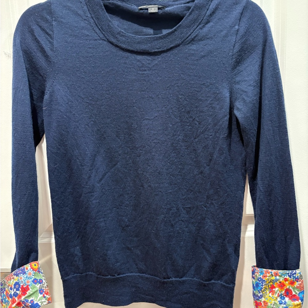 J. Crew X Liberty Classic Navy Sweater, Merino Wool